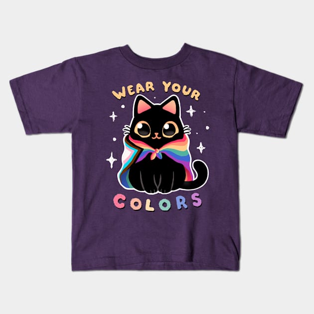 Progress LGBT Pride Cat - Kawaii Rainbow Kitty - Wear your colors Kids T-Shirt by BlancaVidal